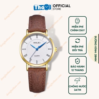 Đồng Hồ Nữ Dây Da Halei Chống Nước Dây Nâu Cổ Điển Tinh Tế Huyền Thoại Đồng Hồ Thảo HH99NT1 Halei 540