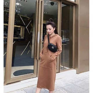 Váy hoodie trơn dài 1m freesize 60kg (ảnh thật)