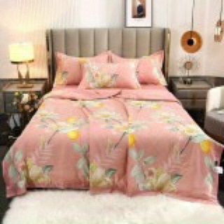 Bộ Chăn Ga Gối Lụa Thái 4 Món Cao Cấp, bo chun miễn phí
