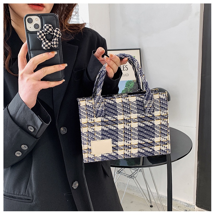Túi tote kẻ sọc Túi đeo chéo thời trang Túi vuông nhỏ