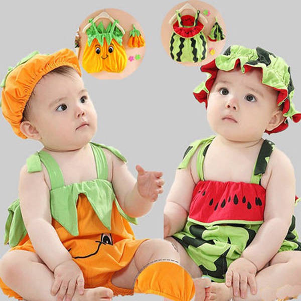 Bộ Áo Liền Quần Vải Cotton In Hình Dưa Hấu Dễ Thương Cho Bé Sơ Sinh