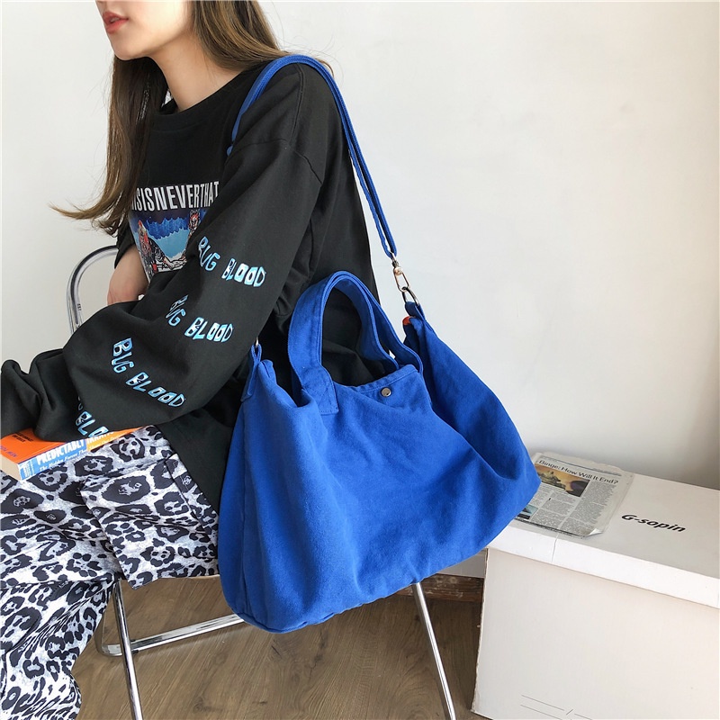 Túi Vải Canvas Đeo Vai Thời Trang Hàn Quốc Cho Nữ