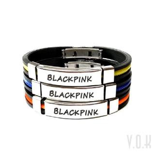 Vòng tay thể thao in chữ BlackPink bằng thép không gỉ+silicone độc đáo