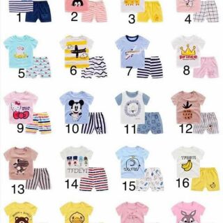 Set 2 bộ cotton mặc hè cho bé