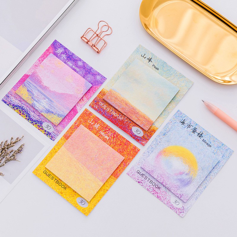 Set 3 Tập Giấy Ghi Chú Màu Sắc Đơn Giản Sáng Tạo