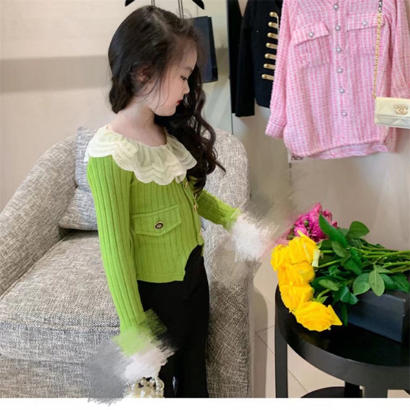 Set Đồ Mùa Thu 2 Món Gồm Áo Dệt Kim Thời Trang Pháp + Quần Ống Loe Cho Bé Gái