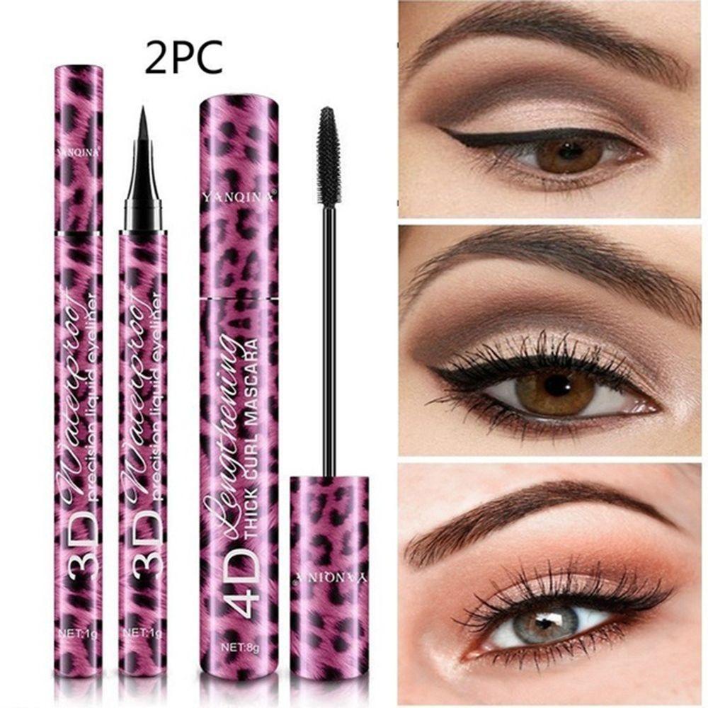 Set Mascara Và Bút Kẻ Mắt 2 Trong 1 Chống Nhòe Lâu Trôi Thiết Kế Vỏ Họa Tiết Da Báo