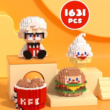 Mô hình KFC Combo 2in1 Hapi Toys - Đồ chơi lắp ráp ông già bán gà rán KFC đồ chơi lắp ráp decor