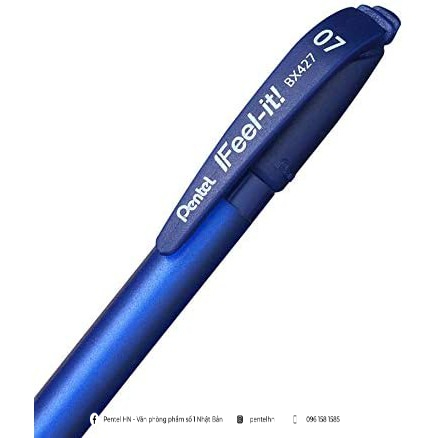 Bút Bi Có Nắp Đậy Nhật Bản Pentel BX427 | Trơn Mượt Không Đọng Mực | Ngòi 0.7mm (Xanh, Đỏ, Đen)