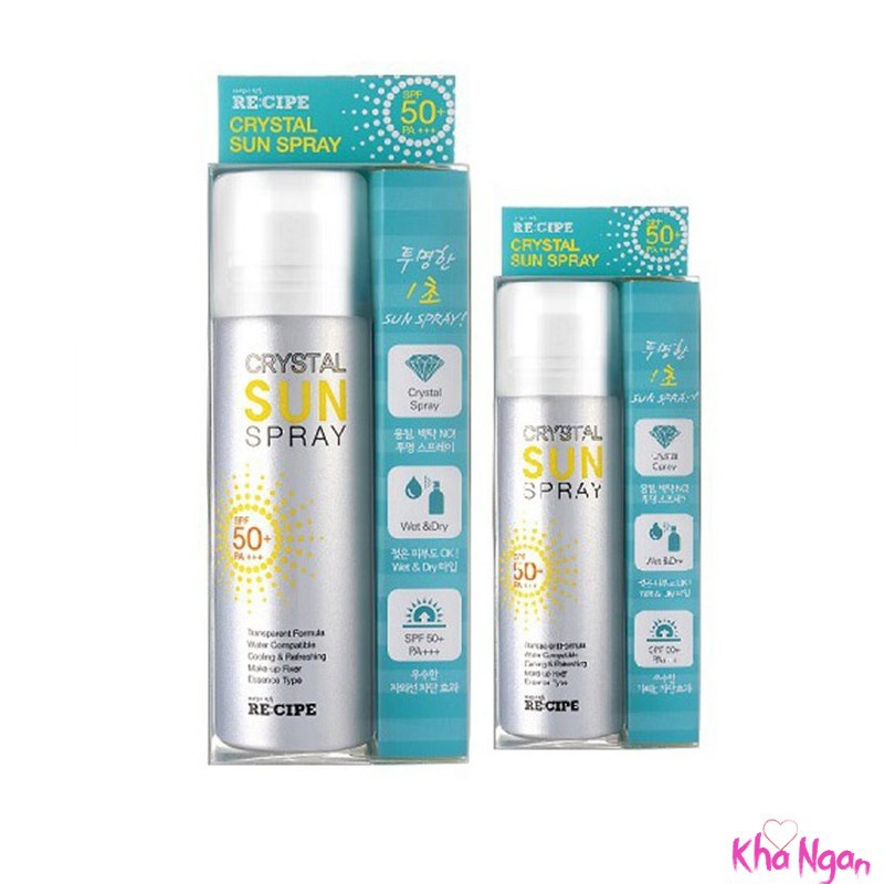 Xịt Chống Nắng Tiện Lợi Với Nắp Cảm Biến Tia UV, Giúp Cấp Ẩm Và Chăm Sóc Da RE:CIPE Crystal Sun Spray SPF50+ PA+++