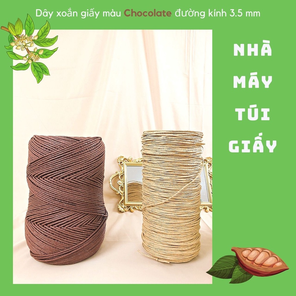 [RẺ NHẤT]  SET 2KG DÂY THỪNG GIẤY KRAFT MÀU CHOCOLATE