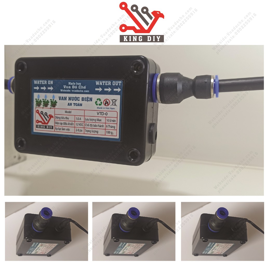 Van nước điện từ 12vdc 12v hai đầu nối nhanh phi 8 10