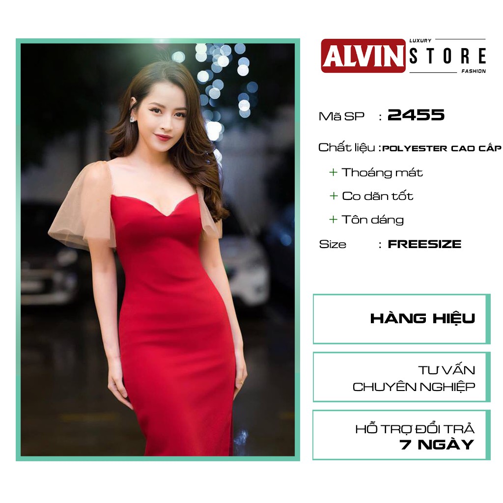 [Hình Thật - Shop Đầm Đẹp] Đầm Ôm Body Dáng Bút Chì Dài Qua Gối Cổ Tim Tai Lưới Dễ Thương Mặc Đẹp Trong Mọi Hoàn Cảnh