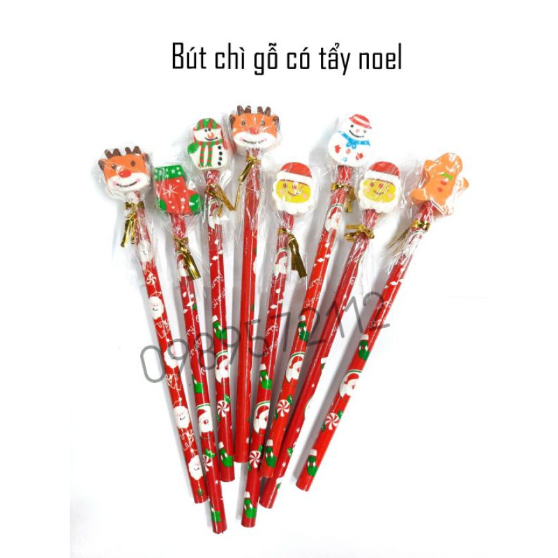 Bút chì gỗ có tẩy noel-quà tặng cho bé