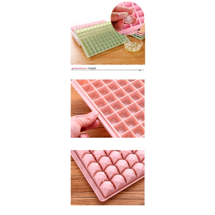 Khay Làm Đá, Thạch Rau Câu 60/96 Viên Hình Kim Cương Nhỏ Từ Nhựa Pvc Cao Cấp Bền Đẹp