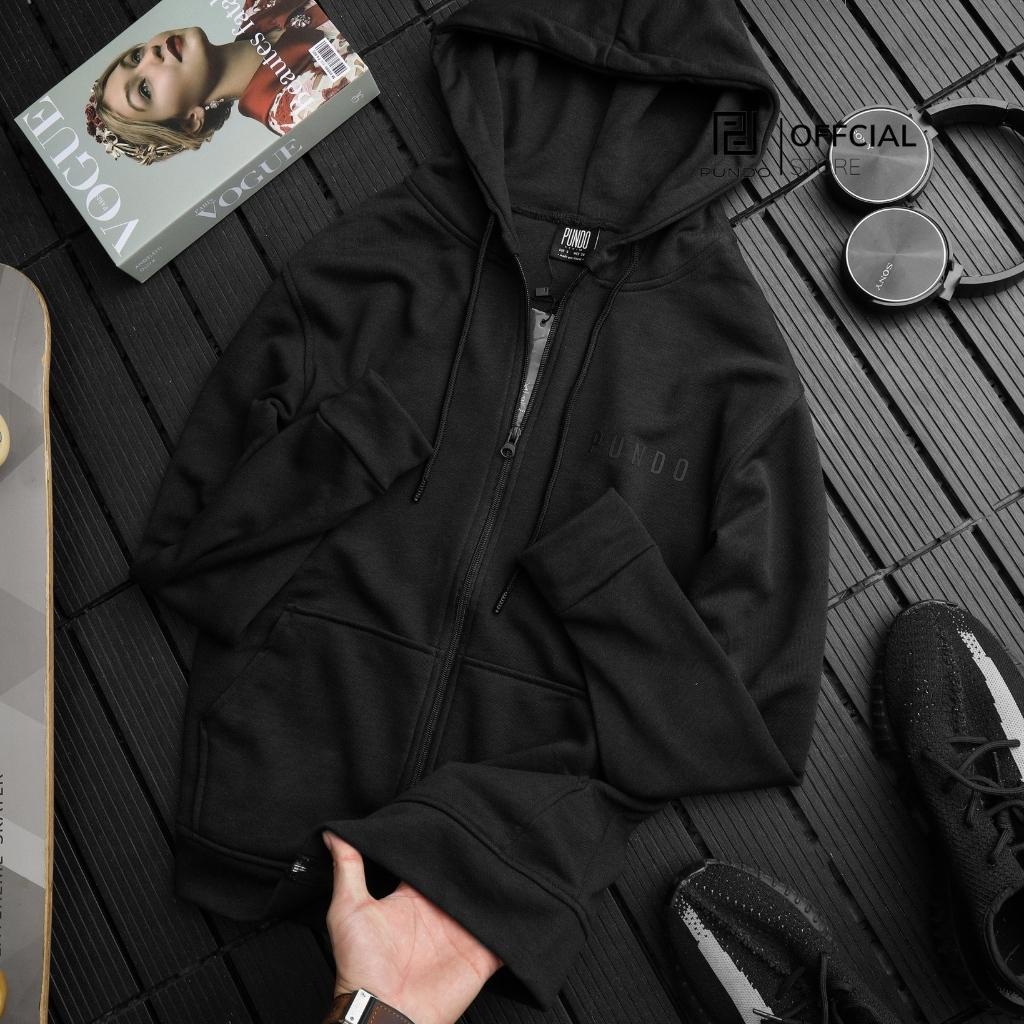 Áo khoác nam nữ PUNDO có nón và dây kéo với chất vải nỉ chân cua AKPD14