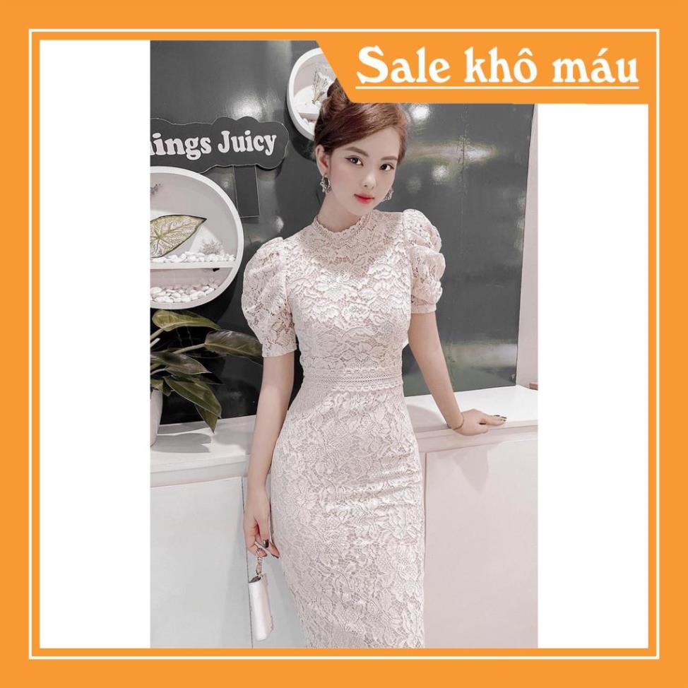 Đầm thiết kế dáng dài cổ tròn tay bồng V1840  - Đầm thiết kế dáng dài cổ tròn tay bồng ❤️NMC SHOP❤️