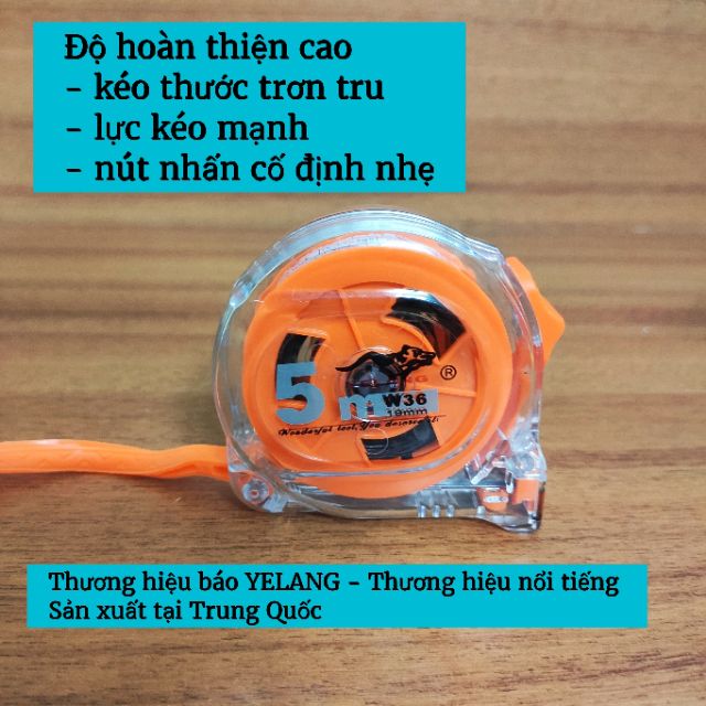 THƯỚC KÉO LỖ BAN 2 MẶT CAO CẤP YELANG / Chất liệu thép không gỉ - Vỏ nhựa cứng trong suốt thẩm mỹ