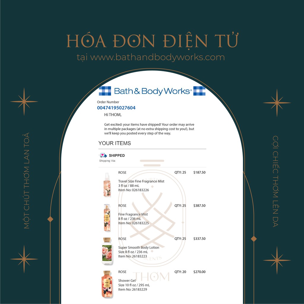 ROSE | Sản Phẩm Tắm Dưỡng Xịt Thơm Toàn Thân Bath & Body Works | Thế Giới Skin Care