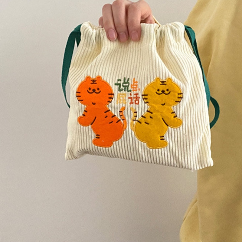 Túi Dây Rút Bằng Vải Nhung Họa Tiết Hoạt Hình Giáng Sinh Cho Nữ