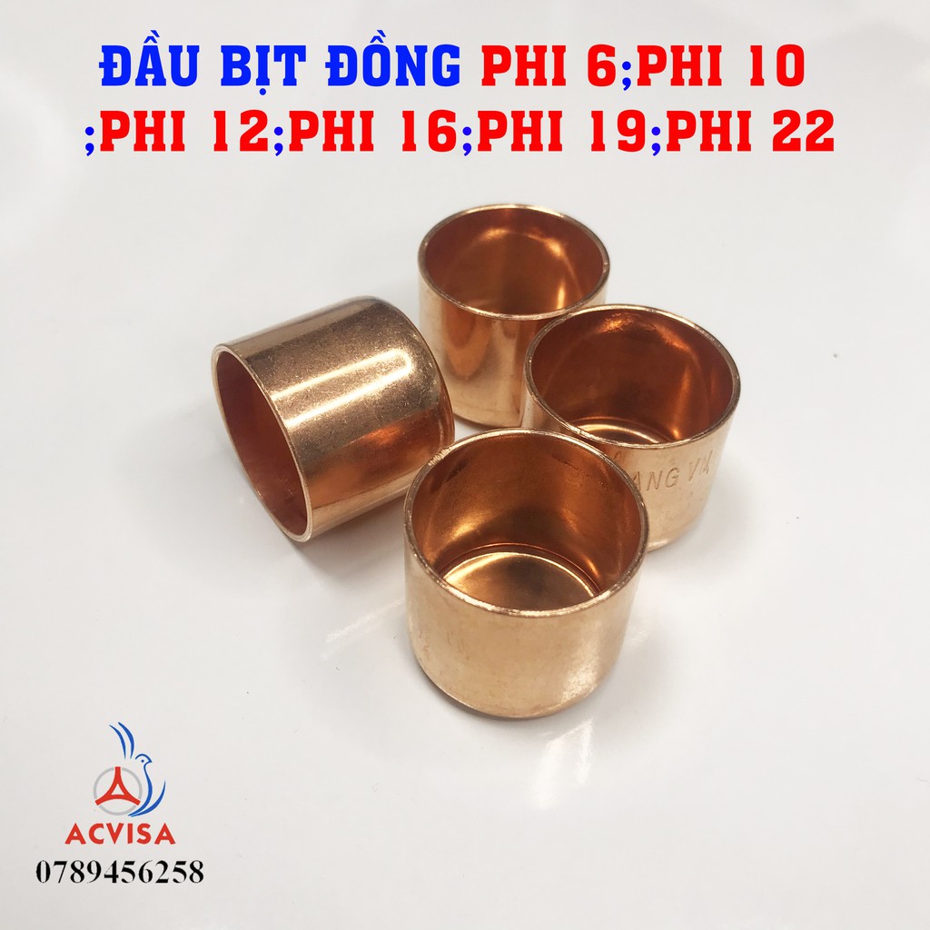 Com bo 10 Cái Đầu bịt đồng Ø6; 10Ø; 12Ø; 16Ø; 19Ø; 22Ø