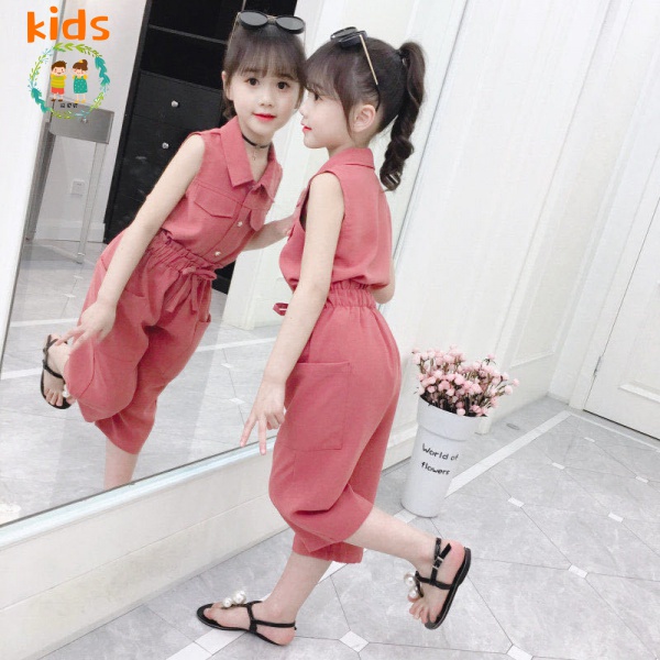Set Đồ Mùa Hè 2022 Gồm Áo Thun Tay Ngắn + Quần Dài Cho Bé Gái 3-5-8-10-12-13 Tuổi