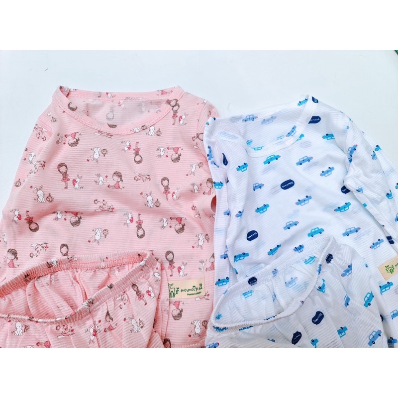 Bộ cotton gân giấy dài tay Moimoilpi xuất Hàn bé trai bé gái 9-21kg