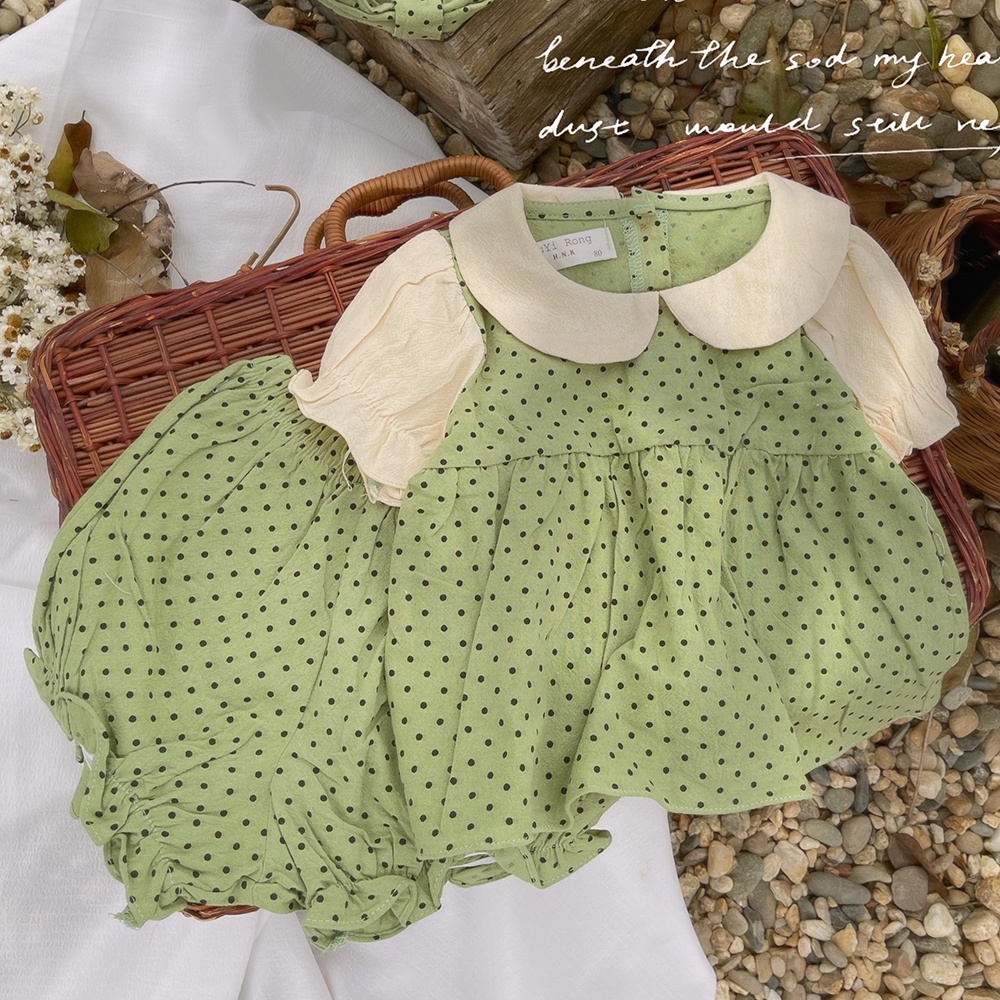 Set Bộ Quần Áo Cho Bé Gái Váy Baby Doll Chất Liệu Thô Cara Tay Bồng Công Chúa Kèm Turban Size 6-16kg - Babi mama HM04