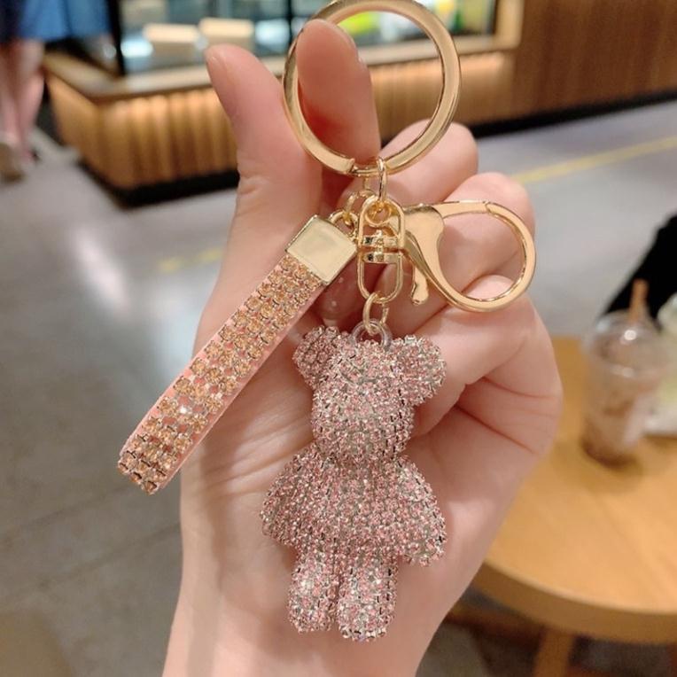 Móc treo gấu full đá nhiều màu kèm ảnh thật hàng cao cấp