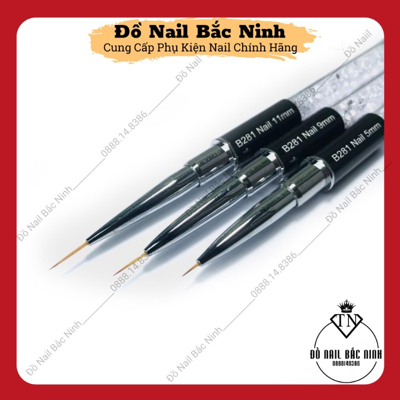 Cọ Nét Cán Đá Vẽ Móng Cao Cấp Nét Siêu Mảnh 3 Size 5mm, 9mm, 11mm