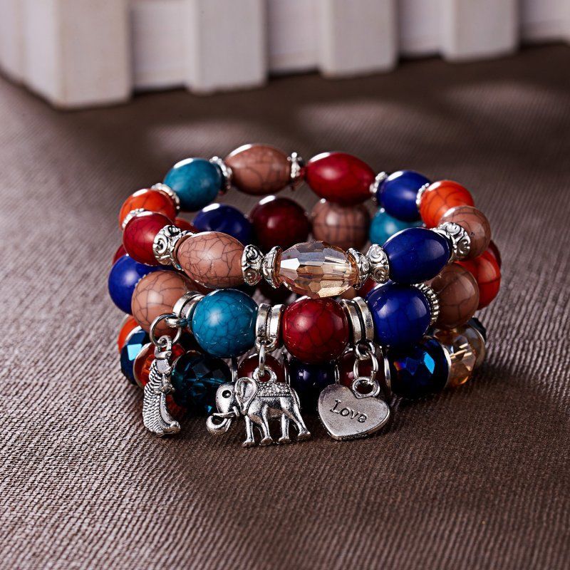 Vòng đeo tay Gmai chuỗi hạt đá nhiều lớp phong cách Boho ấn tượng