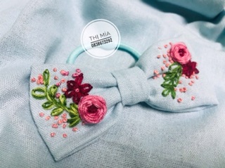 [DIY] NƠ CỘT TÓC THÊU TAY VẢI LINEN