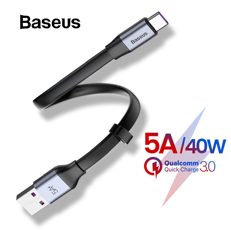 Cáp sạc Baseus 5A USB Type C cho điện thoại Huawei p30 Pro Mate 20 Huawei Xiaomi 8 9
