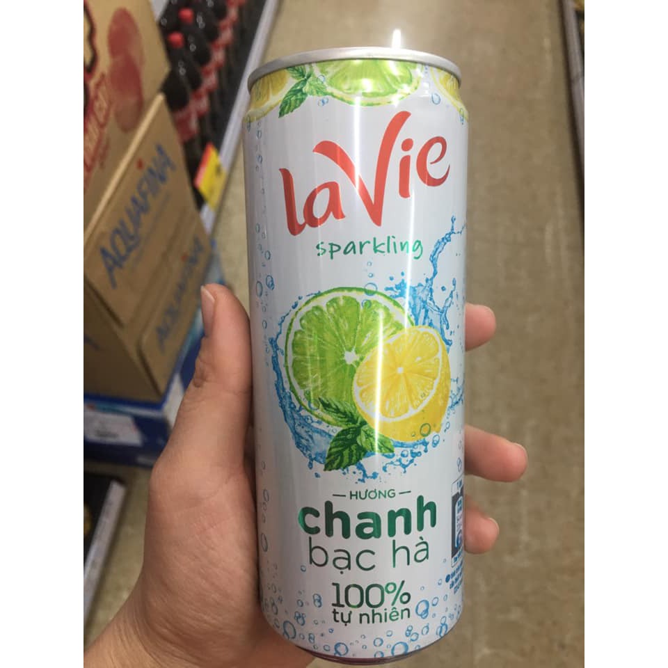 Trợ giá đến 30/4 - Lavie Sparkling Chanh bạc hà 330ML - La vie Sparkling - D50