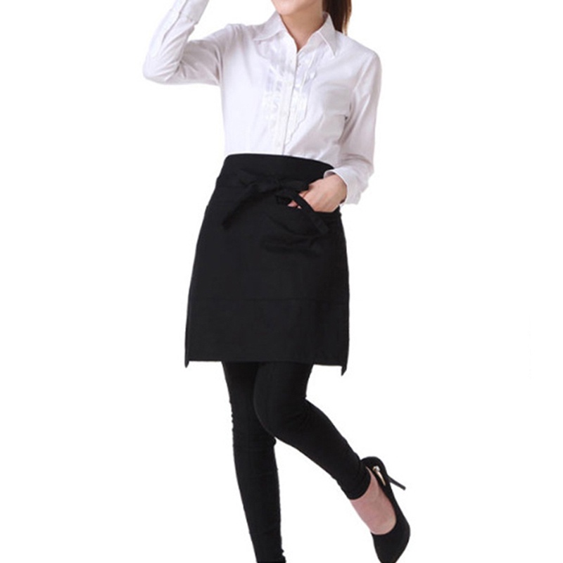 Tạp Dề Ngắn Màu Đen Có Túi Cho Nhà Hàng