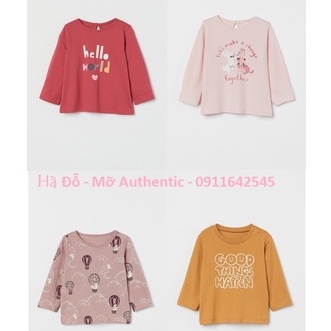 Áo phông dài tay bé gái, bé trai HM Auth | 100% cotton | hàng săn sale