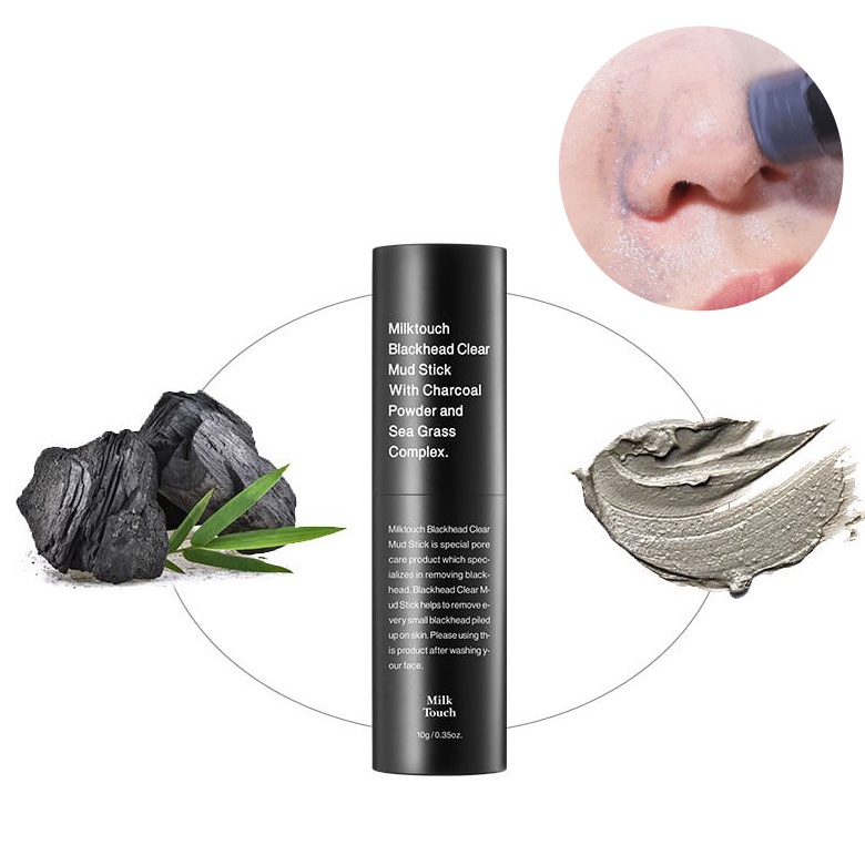 Thanh lăn loại bỏ mụn đầu đen Milk Touch Blackhead Clear Mud Stick 10g - ninishop