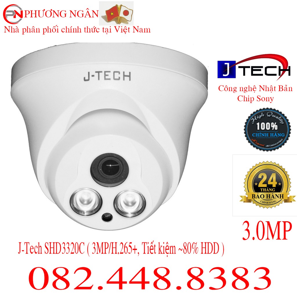 CAMERA IP J-Tech SHD3320C ( 3MP/H.265+, Tiết kiệm ~80% HDD ) GHI HÌNH +GHI ÂM