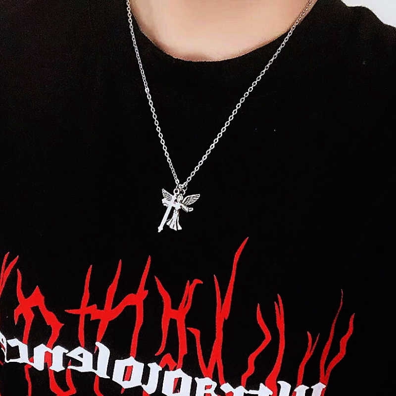 [Giao Hàng Miễn Phí] Dây Chuyền Mặt Thánh Giá Hình Thiên Thần  2239599Dây Chuyền Thời Trang Harajuku Đường Phố Cá Tính Cho Cặp Đôi