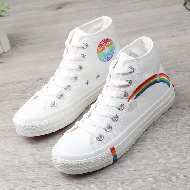 (Video 2 màu) Giày thể thao nữ cao cổ cầu vồng đám mây bay