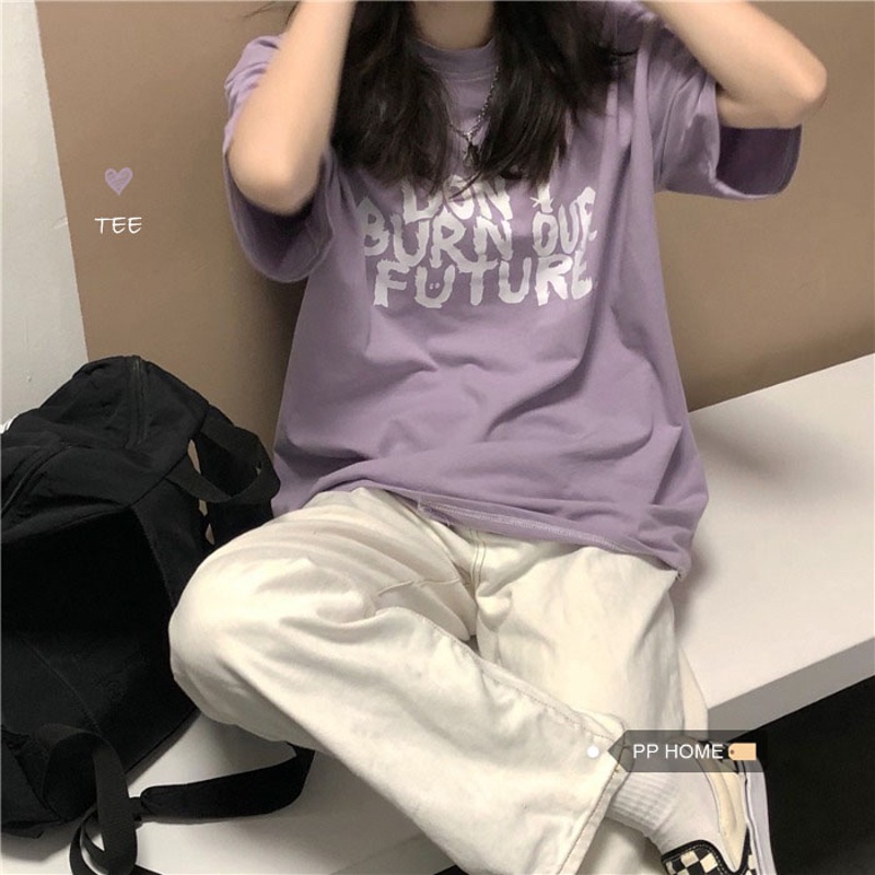 Áo Thun Nữ Ngắn Tay Cổ Tròn Thời Trang Hàn