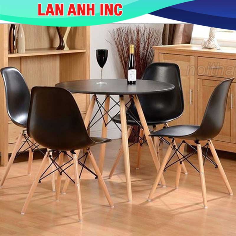 Bàn ăn cafe gỗ tròn đẹp hiện đại nhập khẩu giá rẻ Eames LAB01