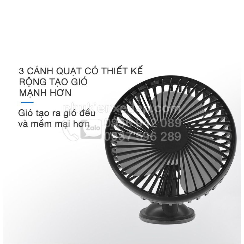 Quạt gió đơn mini 12v-24v cắm cổng USB dùng cho Văn Phòng, Gia đình, Xe hơi, Ô tô quạt chạy cực êm với 3 mức số