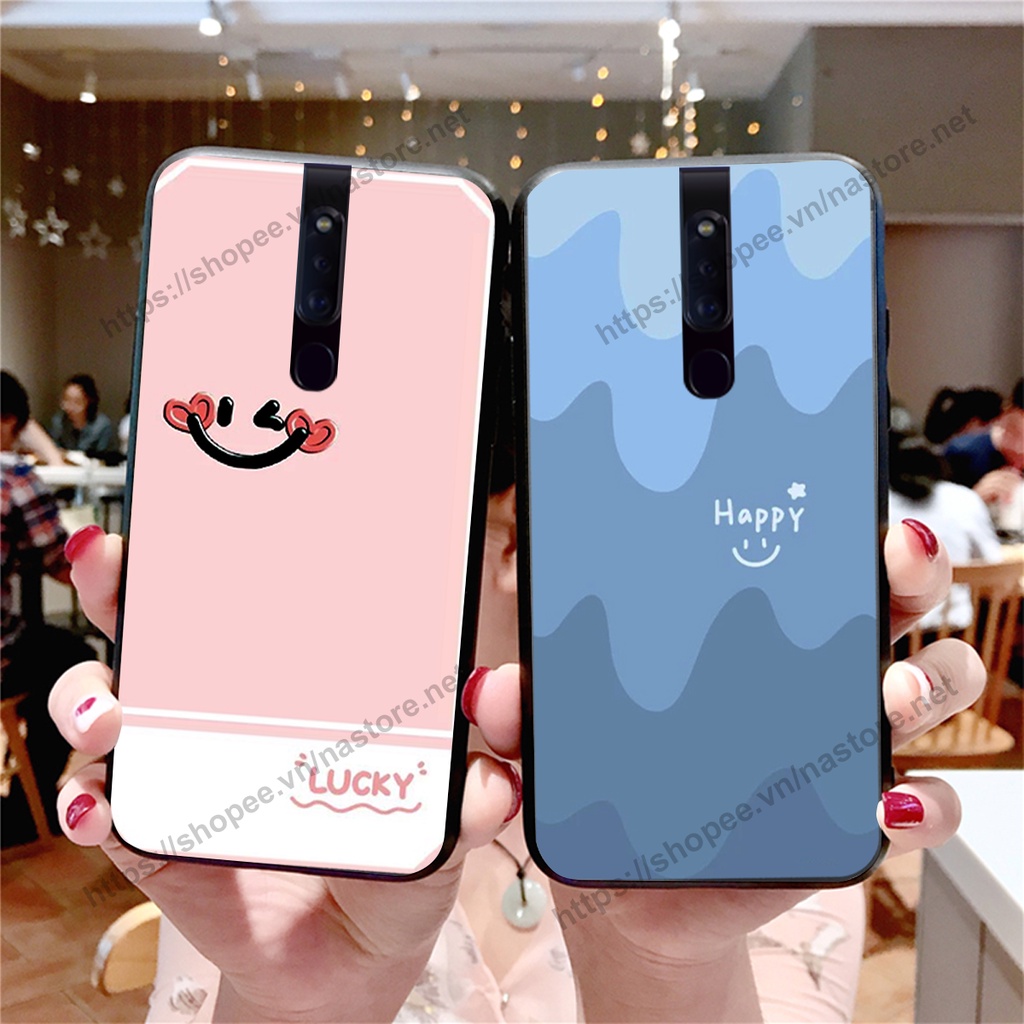 Ốp lưng Oppo F11 / F11 Pro mặt cười, họa tiết caro đơn giản đẹp cute