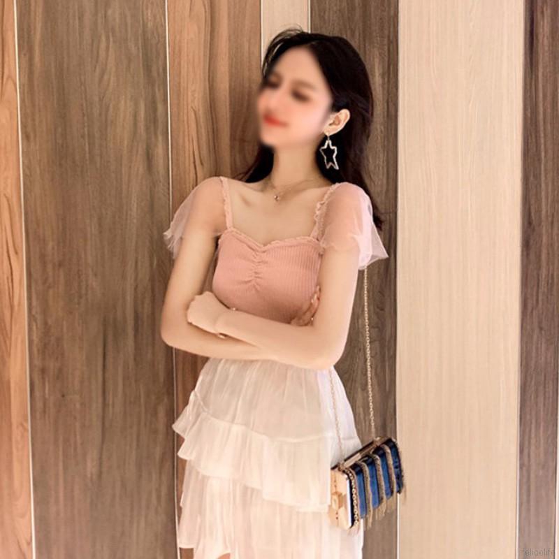 Áo dây kiểu ngắn màu trơn thời trang dễ phối đồ