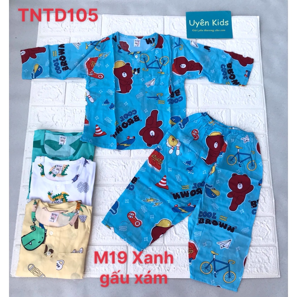 Bộ dài vải tole lanh loại 1 hoạt hình cho bé trai