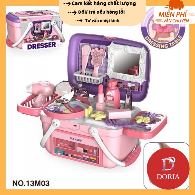 Giỏ đồ chơi Makeup Dresser cho bé- Bộ đồ chơi trang điểm cho bé gái