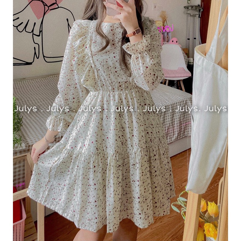 Váy bèo vai hoa nhí 2 màu (ảnh thật shop chụp kèm video cận) | BigBuy360 - bigbuy360.vn