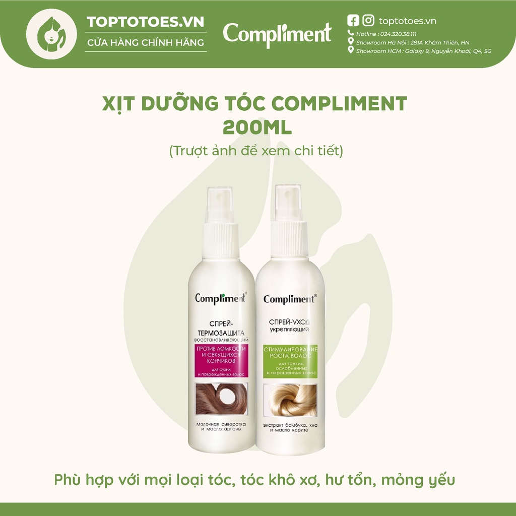 Xịt dưỡng tóc Compliment giảm gãy rụng, kích mọc tóc và nuôi dưỡng tóc 200ml