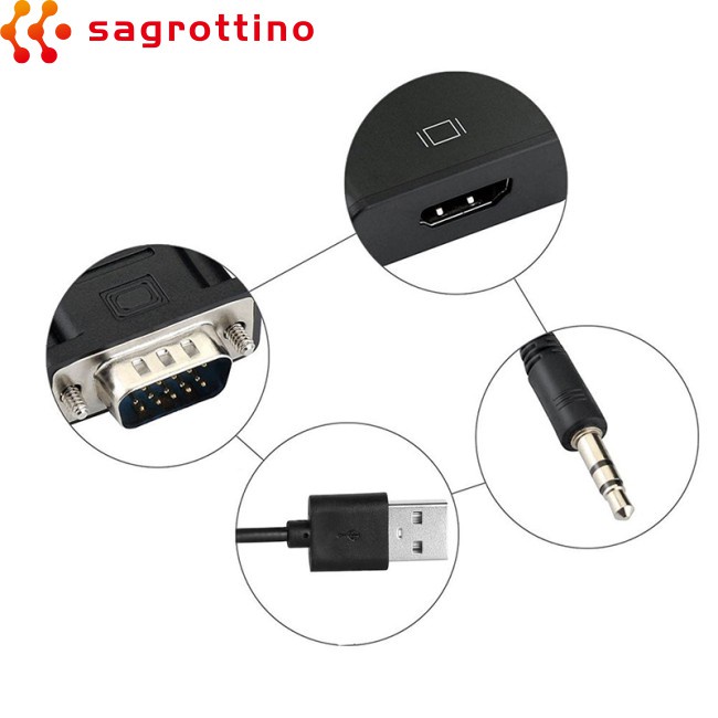 Cáp Chuyển Đổi Vga Sang Hdmi 1080p Hd + Audio Tv Av Hdtv Video